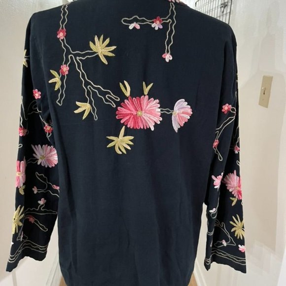 EUC Vintage Bedford Fair Shirt Jacket  Embroidered Florals - Picture 2 of 4